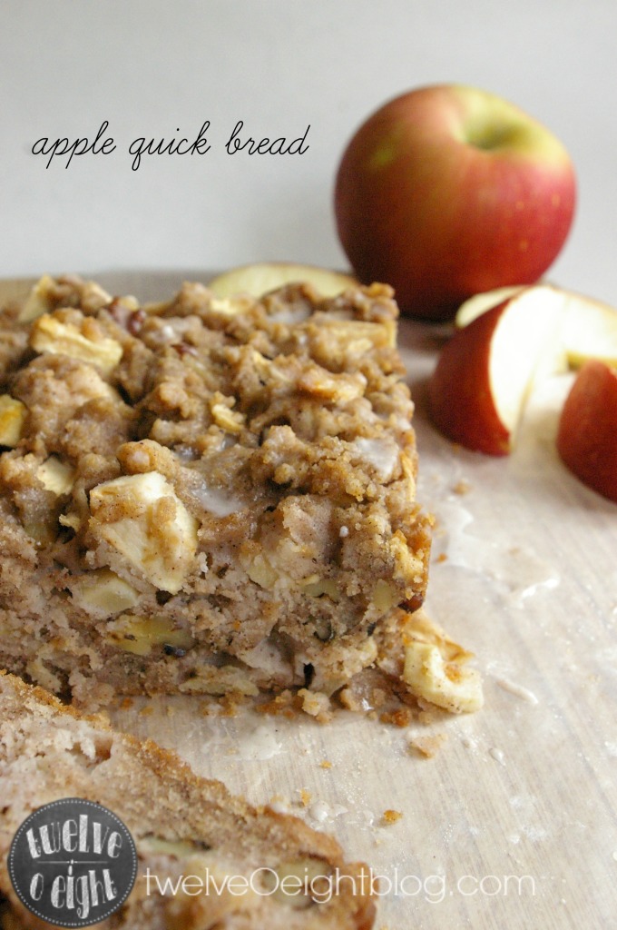 Apple Quick Bread Recipe via twelveOeightblog.com #quickbread #bread #holidaybread #applebread