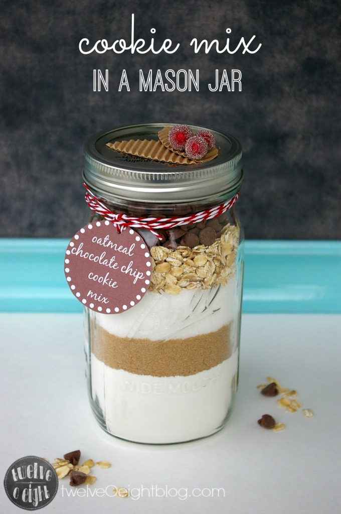 Cookie Mix Gift In A Jar twelveOeightblog.com #MasonJar #GiftInAJar #CookieMix #OatmealCookie #OatmealChocolateChip #MasonJarGifts #twelveOeightblog