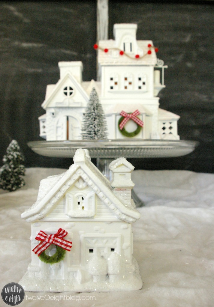 How to make glitter houses twelveOeightblog.com #glitterhouse #putz #dollarstore #Christmas #diy #twelveOeightblog