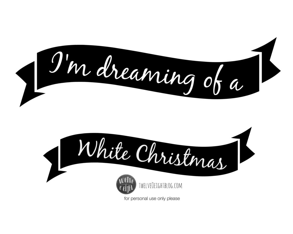 White Christmas Free Printable Banner twelveOeightblog.com #Christmas #printable #diy #chalkboard #WhiteChristmas