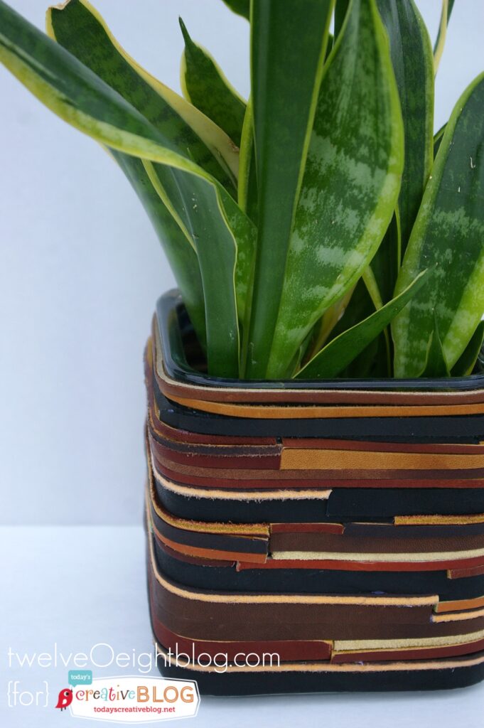 DIY Leather Wrapped Planter 3