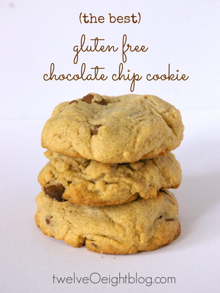 Gluten Free Chocolate Chip Cookie Recipe twelveOeightblog.com #glutenfree #chocolatechipcookie #cookierecipe #glutenfreerecipe #dessert #cookie #twelveOeightblog